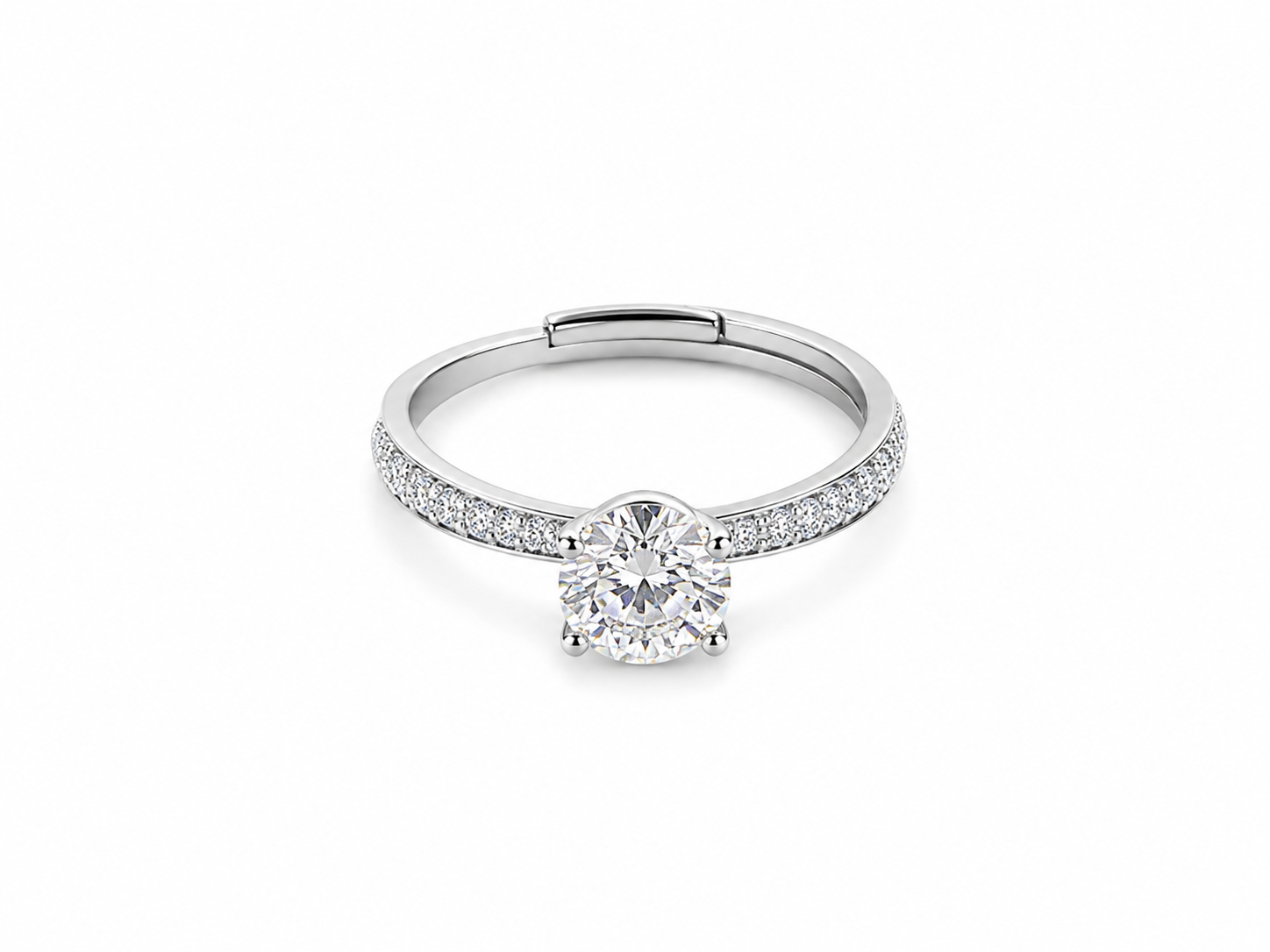 Classic Silver Zircon Solitaire Ring