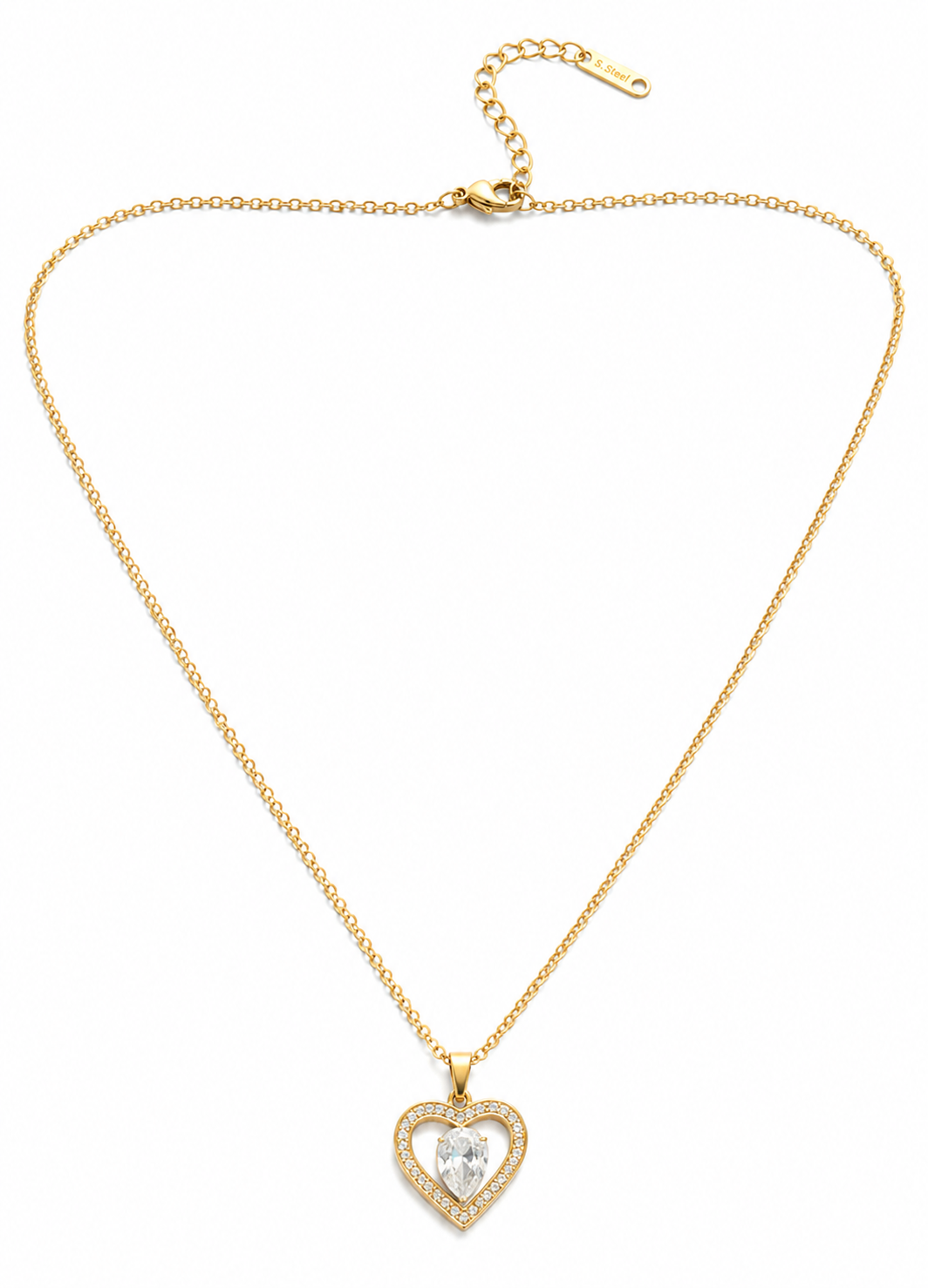 Orelva Luxury Gold-Plated Double Heart Pendant Necklace for Women
