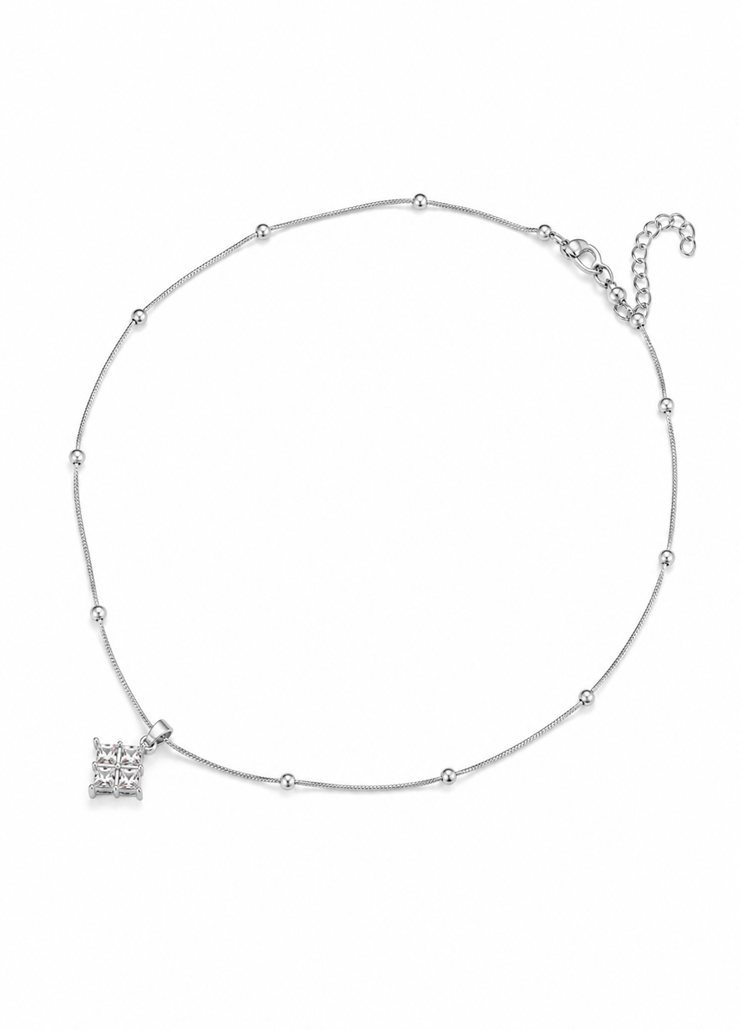 Orelva Silver-Plated Cubic Pendant Necklace