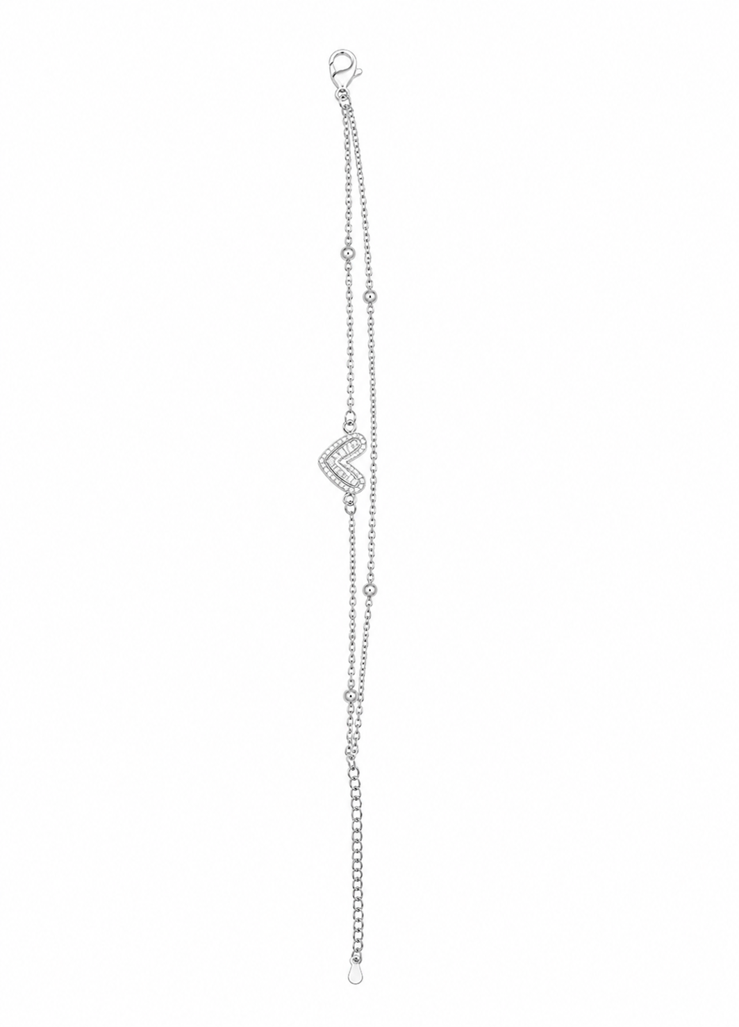 Orelva Silver Heart Charm Adjustable Anklet for Women