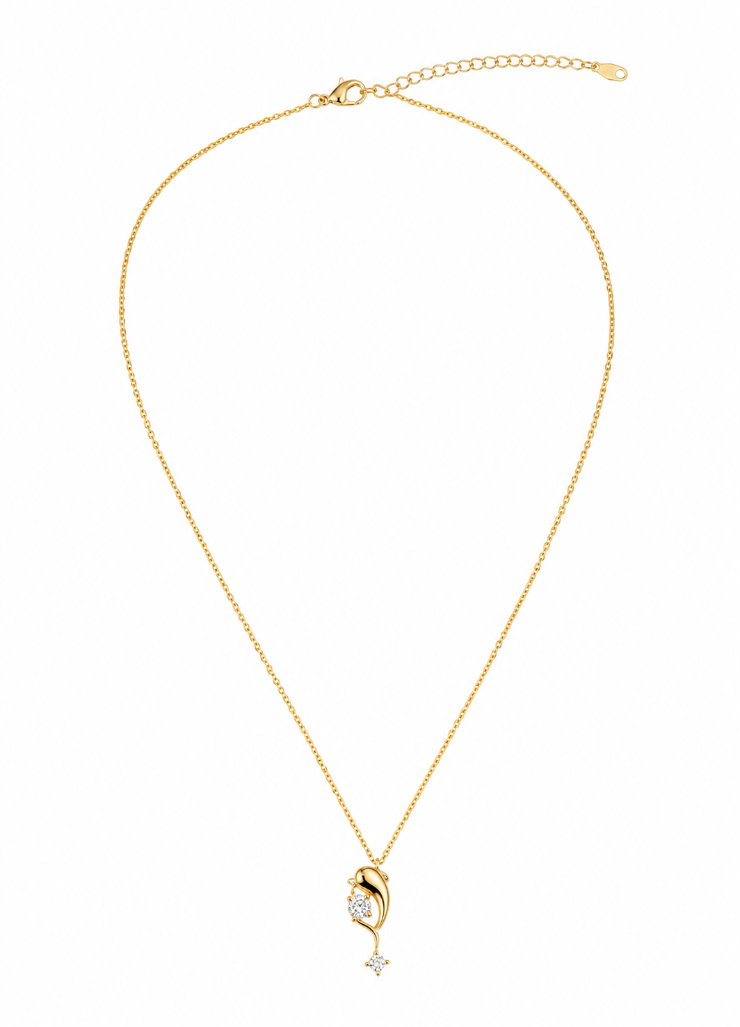 Orelva elegant gold-tone pendant necklace displayed on a textured stone surface with a minimalist background.