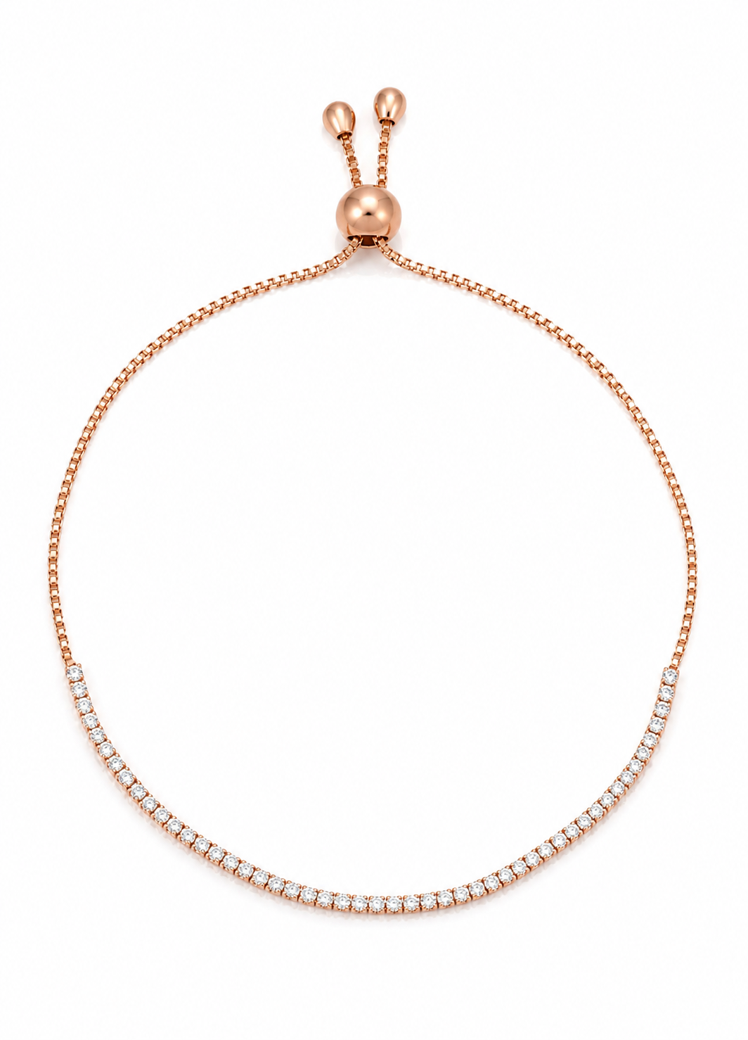 Minimalist rose gold crystal line bracelet for women by Orelva