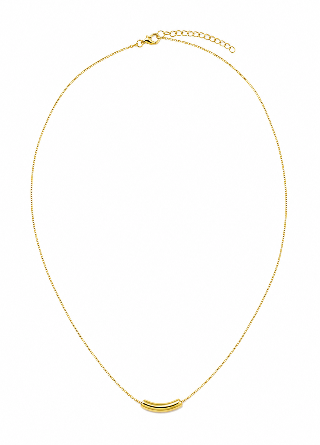 Elegant 925 sterling silver curved bar pendant necklace with adjustable chain