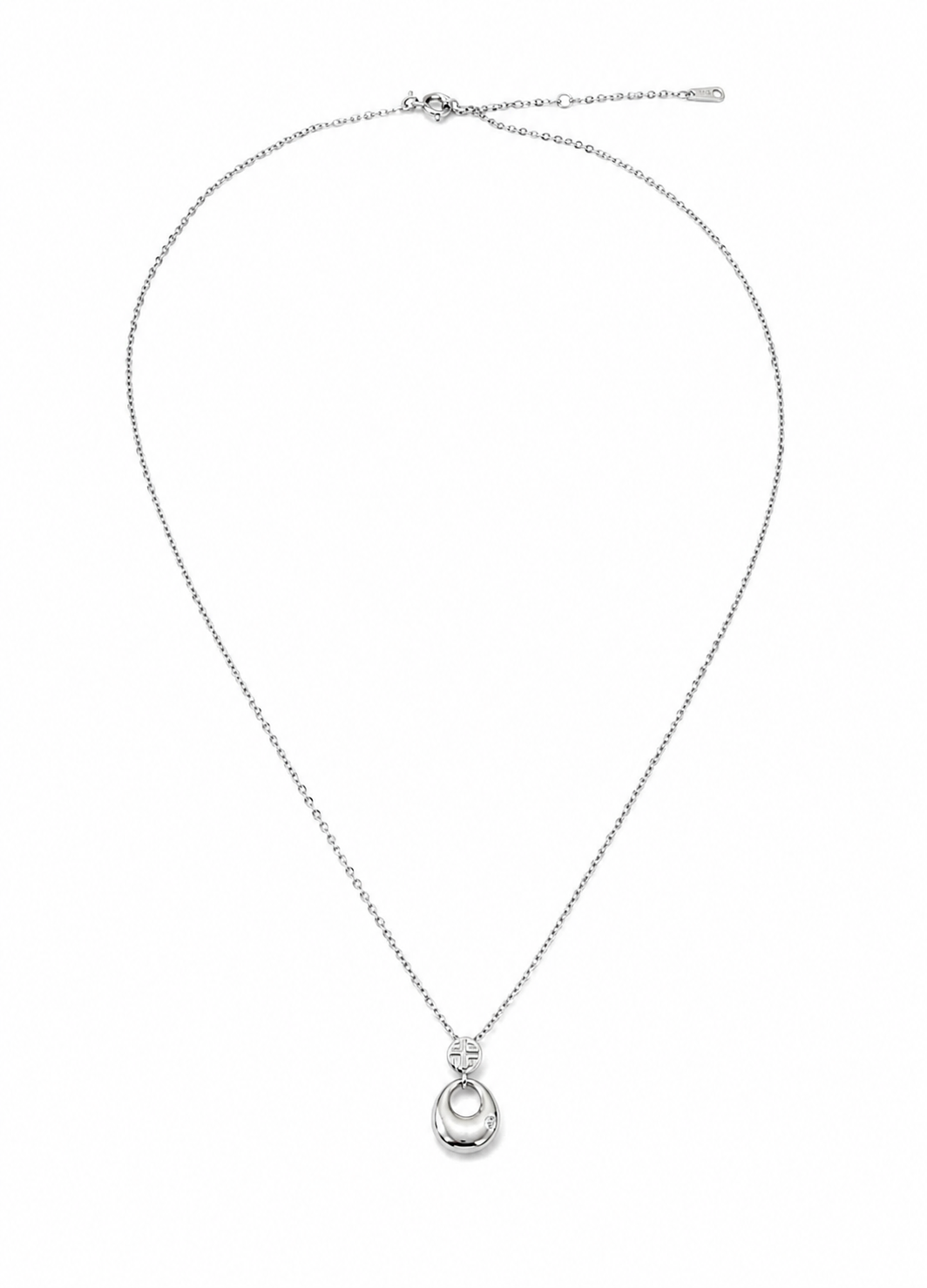 Minimalist 925 sterling silver pendant necklace with polished halo design