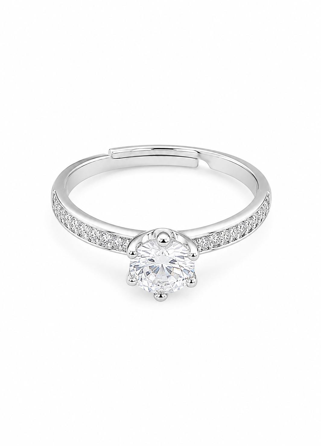 Classic Silver Zircon Solitaire Ring | Orelva