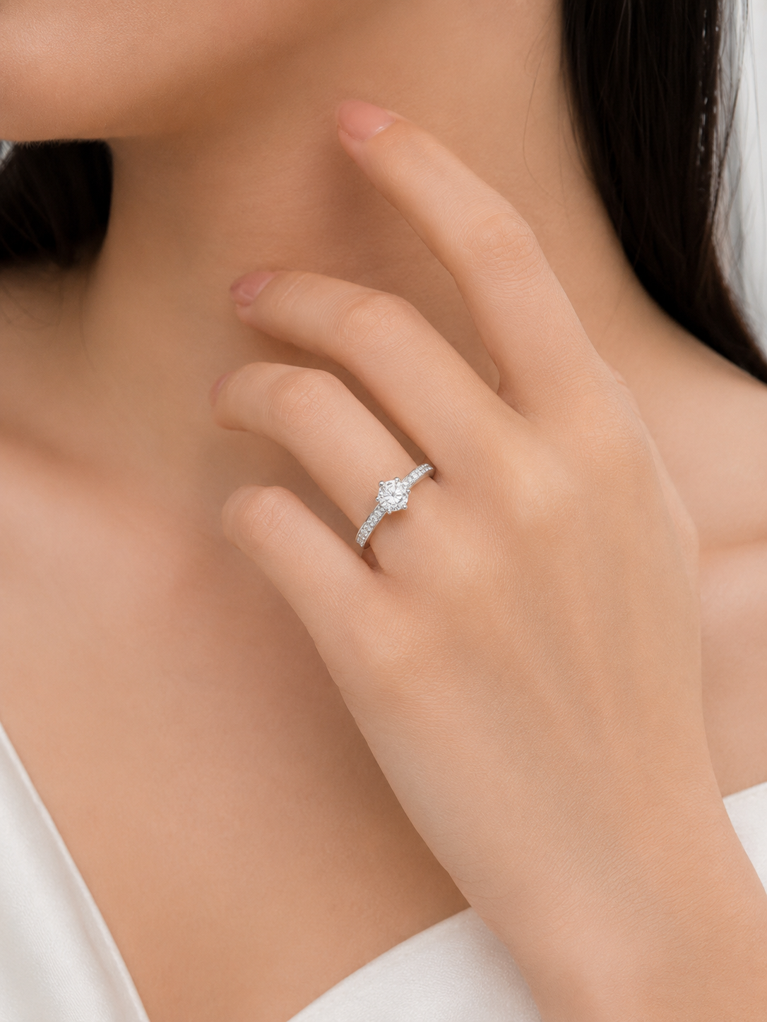 Classic Silver Zircon Solitaire Ring | Orelva