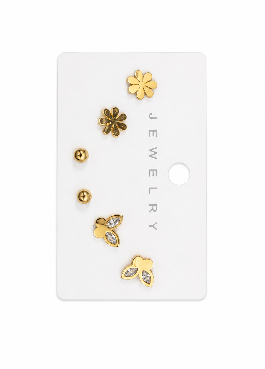 Orelva Gold-Plated Butterfly & Flower Stud Earrings Combo Set (3 Pairs) for Women & Girls