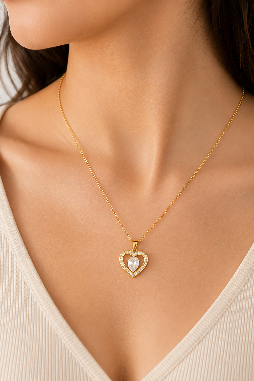 Orelva Luxury Gold-Plated Double Heart Pendant Necklace for Women