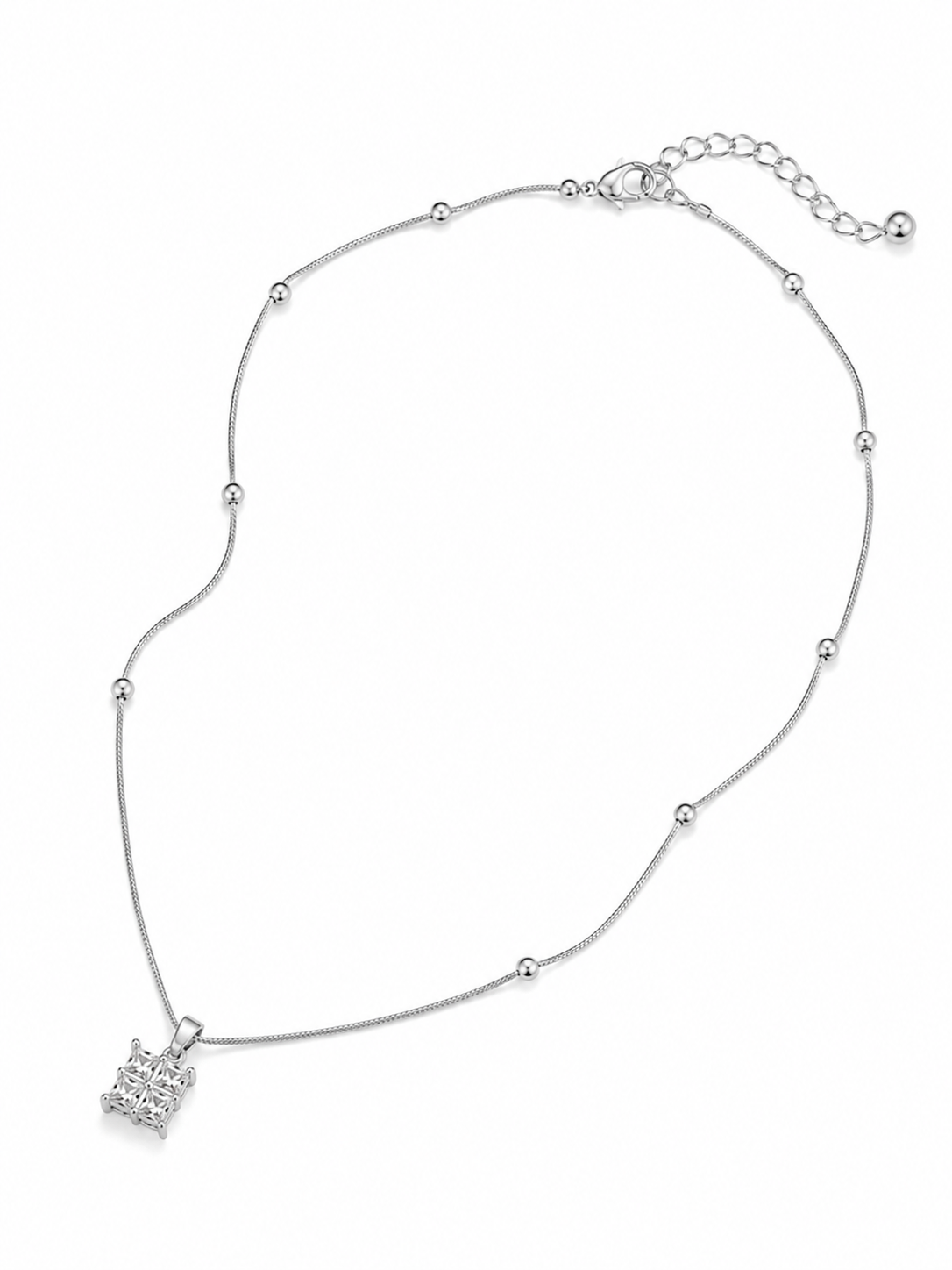 Orelva Silver-Plated Cubic Pendant Necklace
