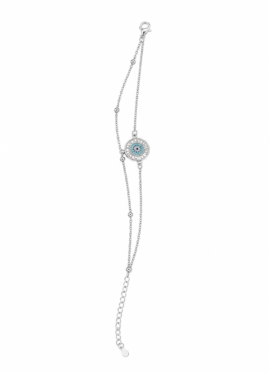 Orelva Silver Evil Eye Adjustable Anklet for Women