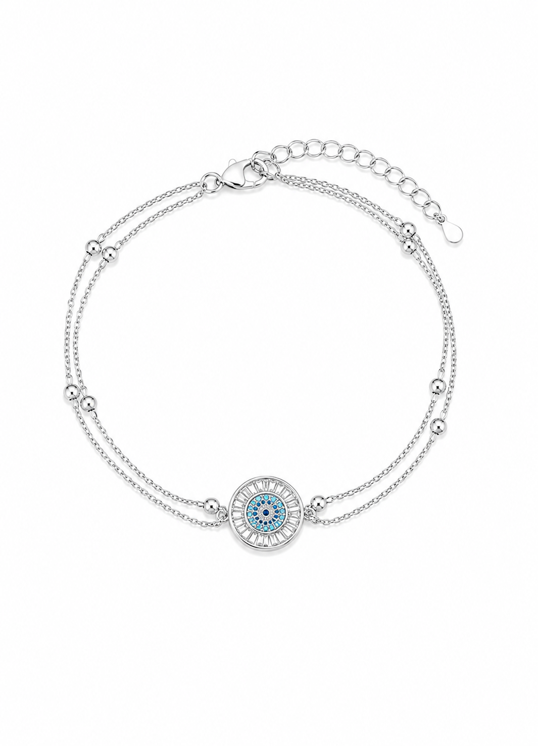 Orelva Silver Evil Eye Adjustable Anklet for Women