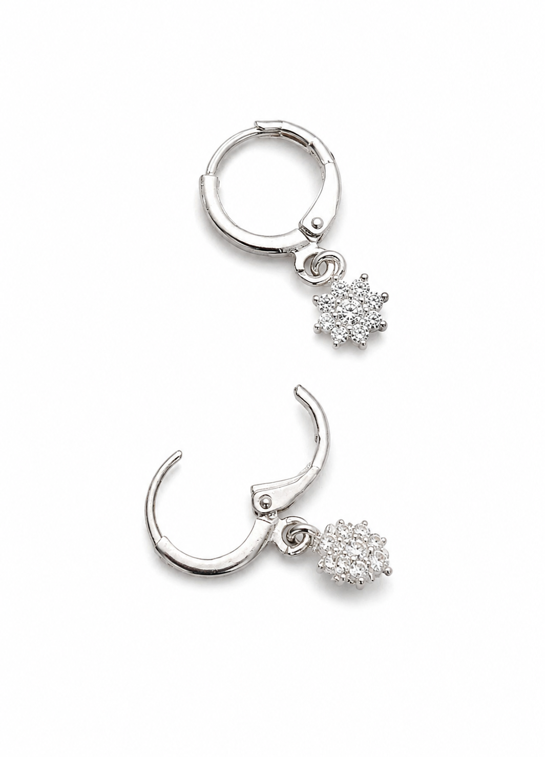 Orelva Silver Flower Charm Hoop Earrings for Women