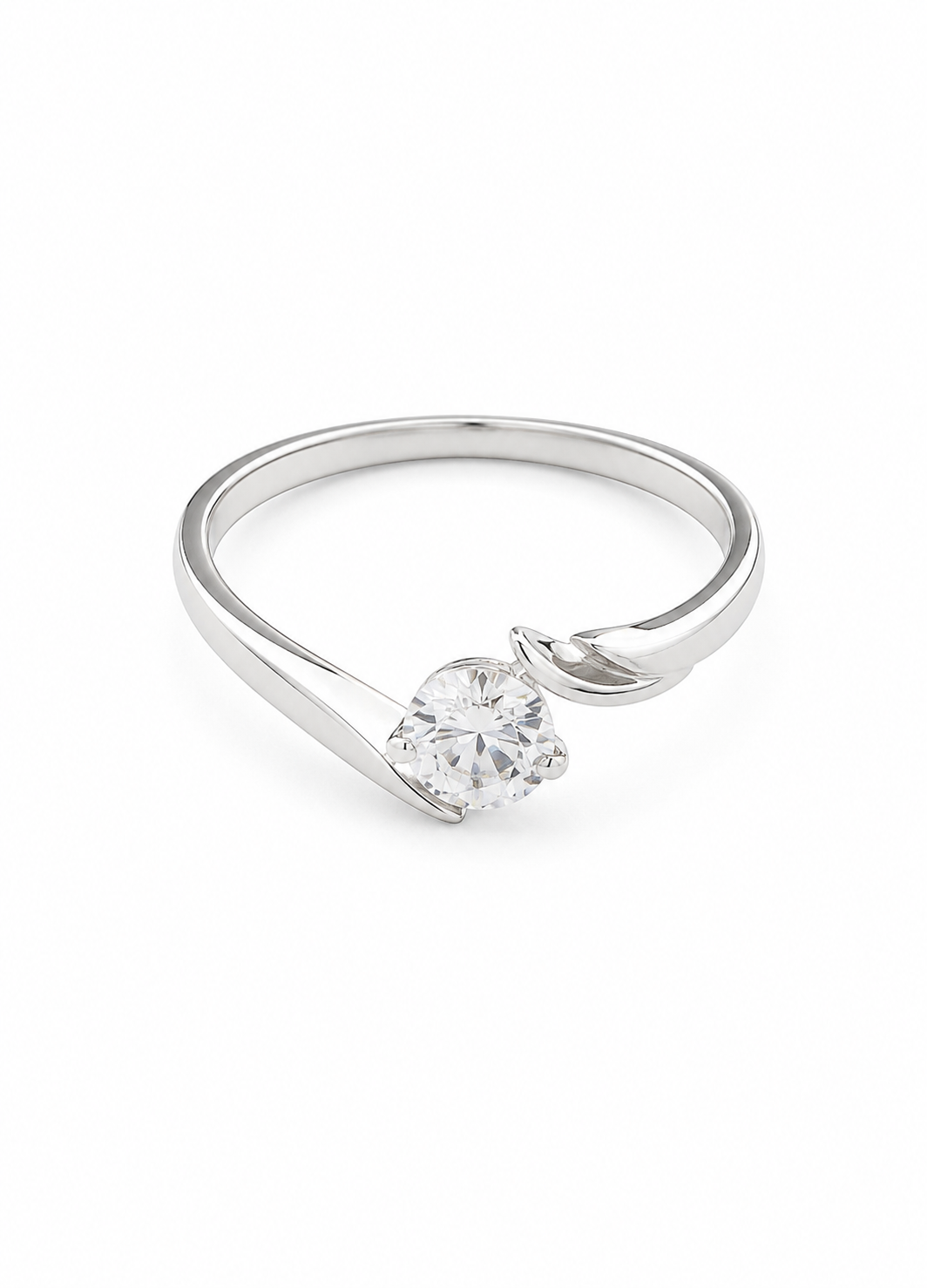 Orelva Silver-Plated Adjustable Round Crystal Bypass Finger Ring for Women