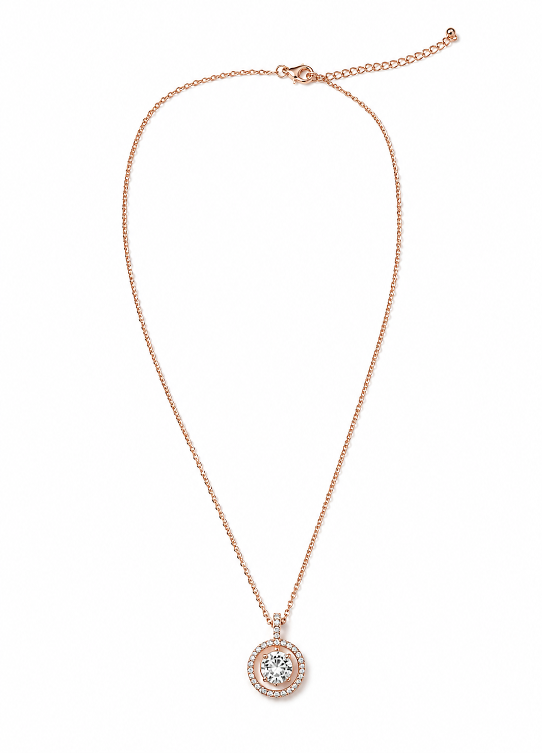 Adjustable Rose Gold Pendant Necklace with Sparkling Crystal Design