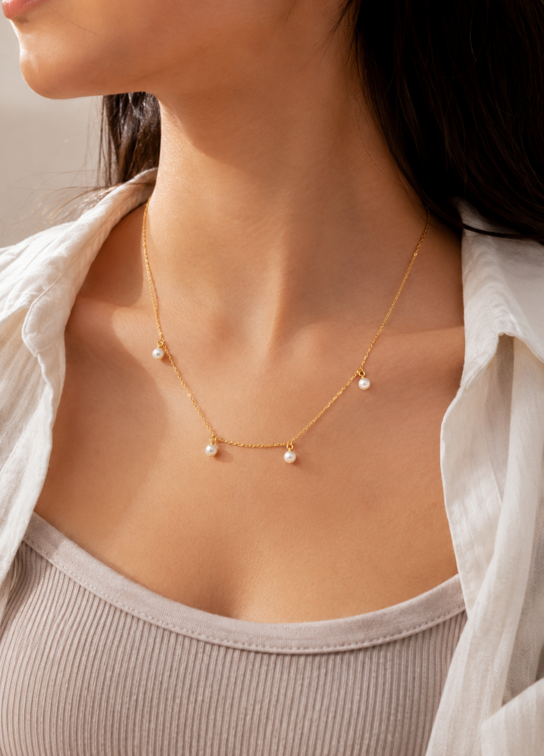 Orelva Gold Pearl Drop Necklace for Women