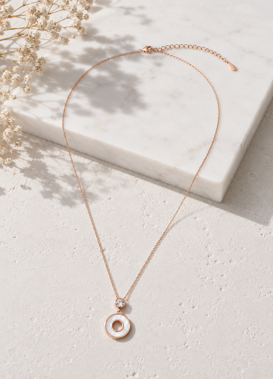 Minimal Rose Gold Circle Pendant Necklace for Women