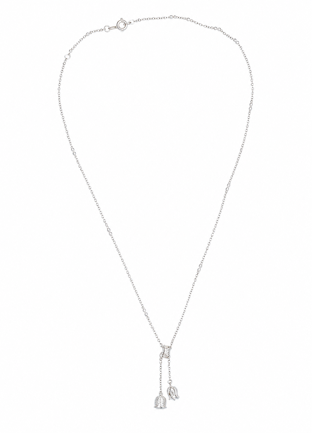 Back view of ORELVA 925 sterling silver adjustable slider necklace with sliding mechanism.